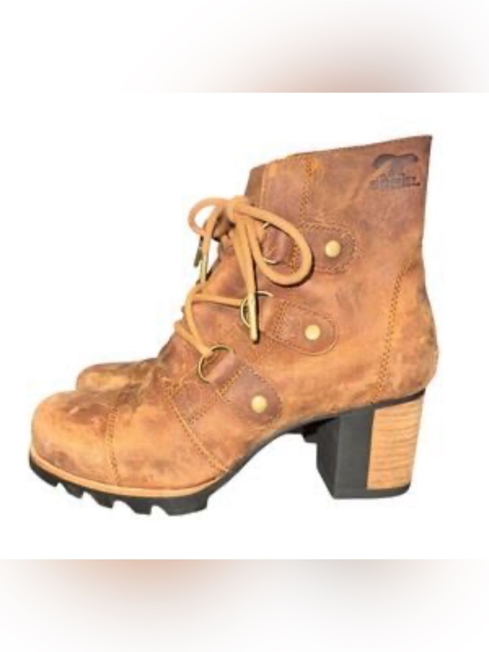 NWT Sorel Tan Lace-Up Lug Heel Ankle Boots
